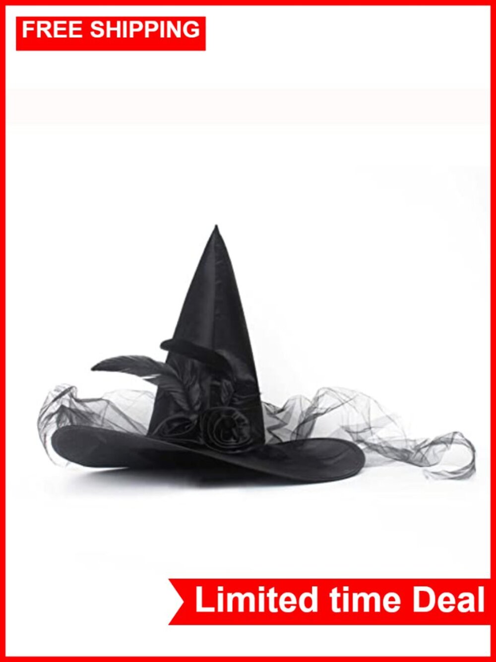 Halloween Witch Hat Costume Women Satin Silk Ironable